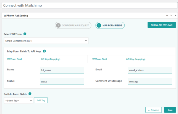 Map WPForms Fields to API Parameters