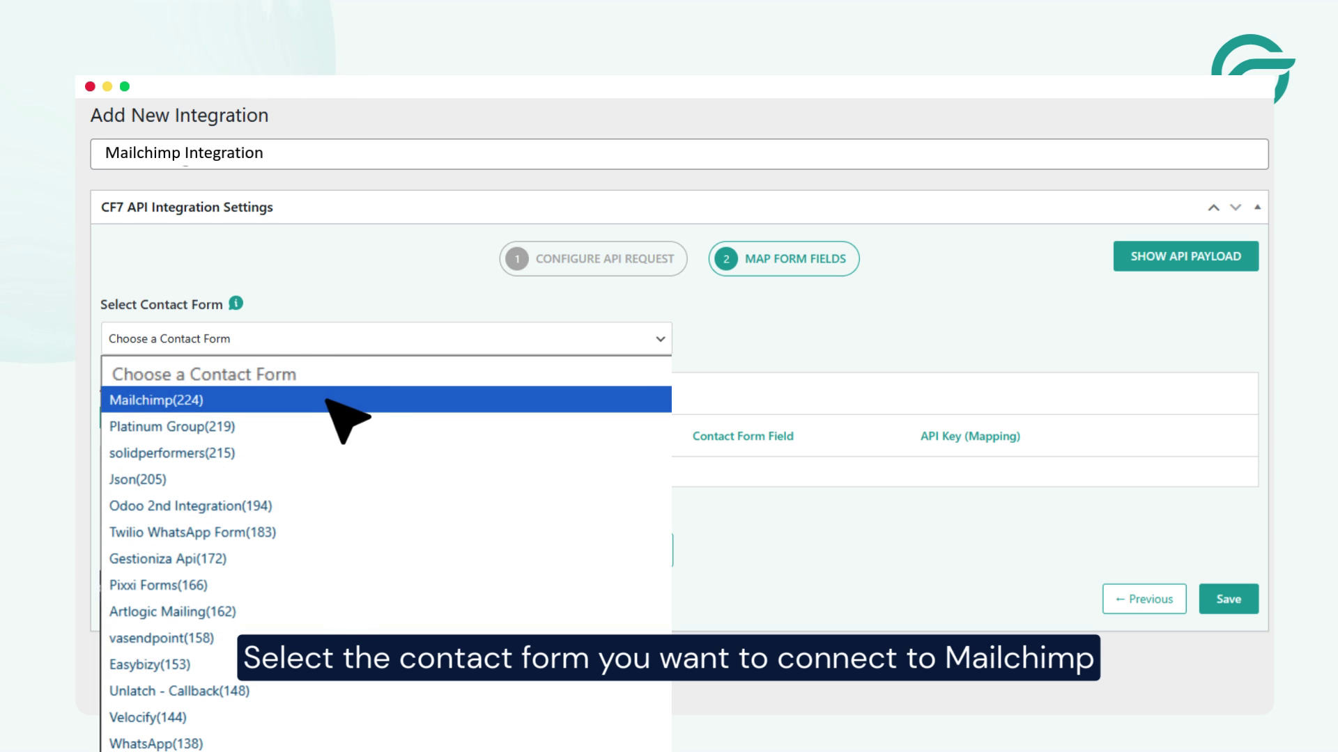 Select the Contact Form