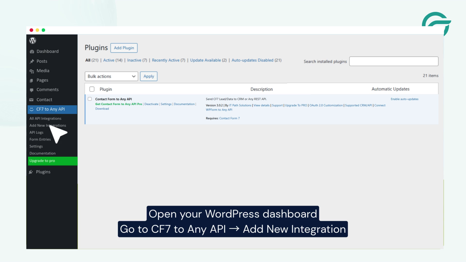 Create a New Integration in WordPress