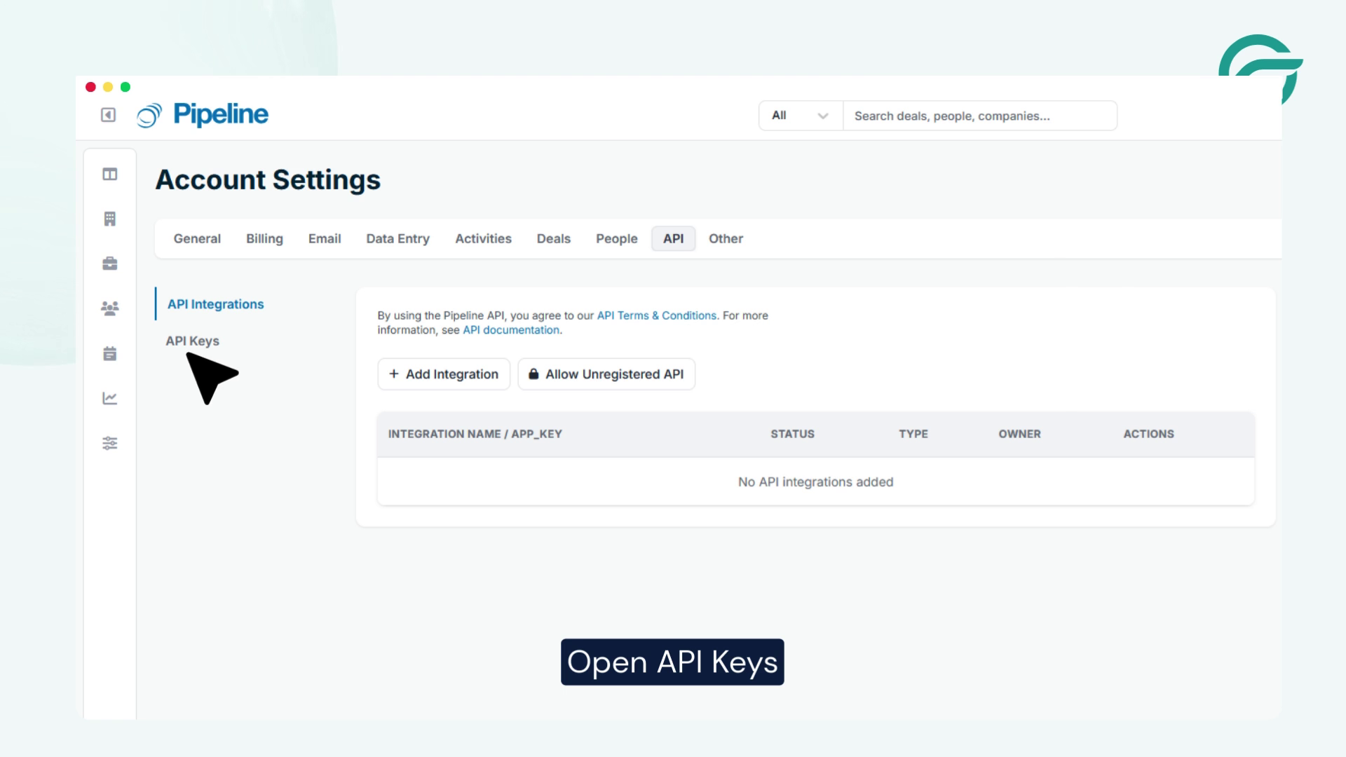 Locate API Headers in Pipeline CRM
