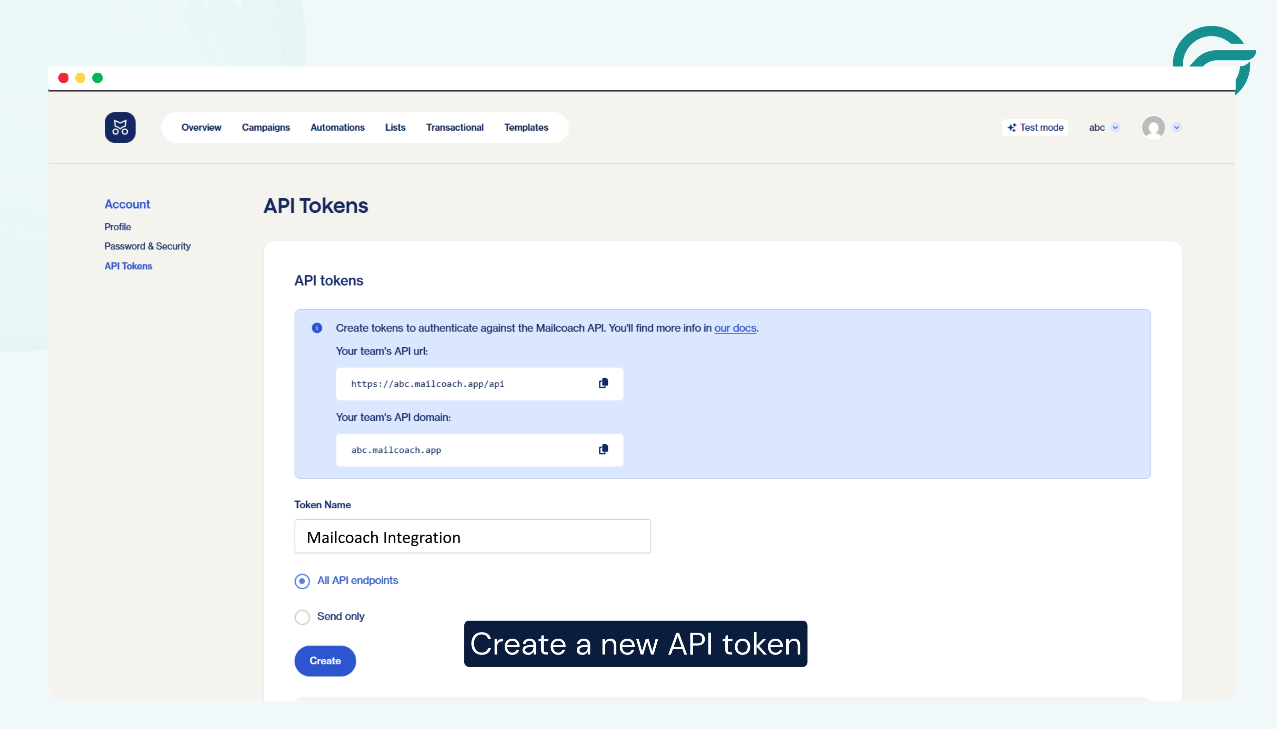 Create and Add an API Token