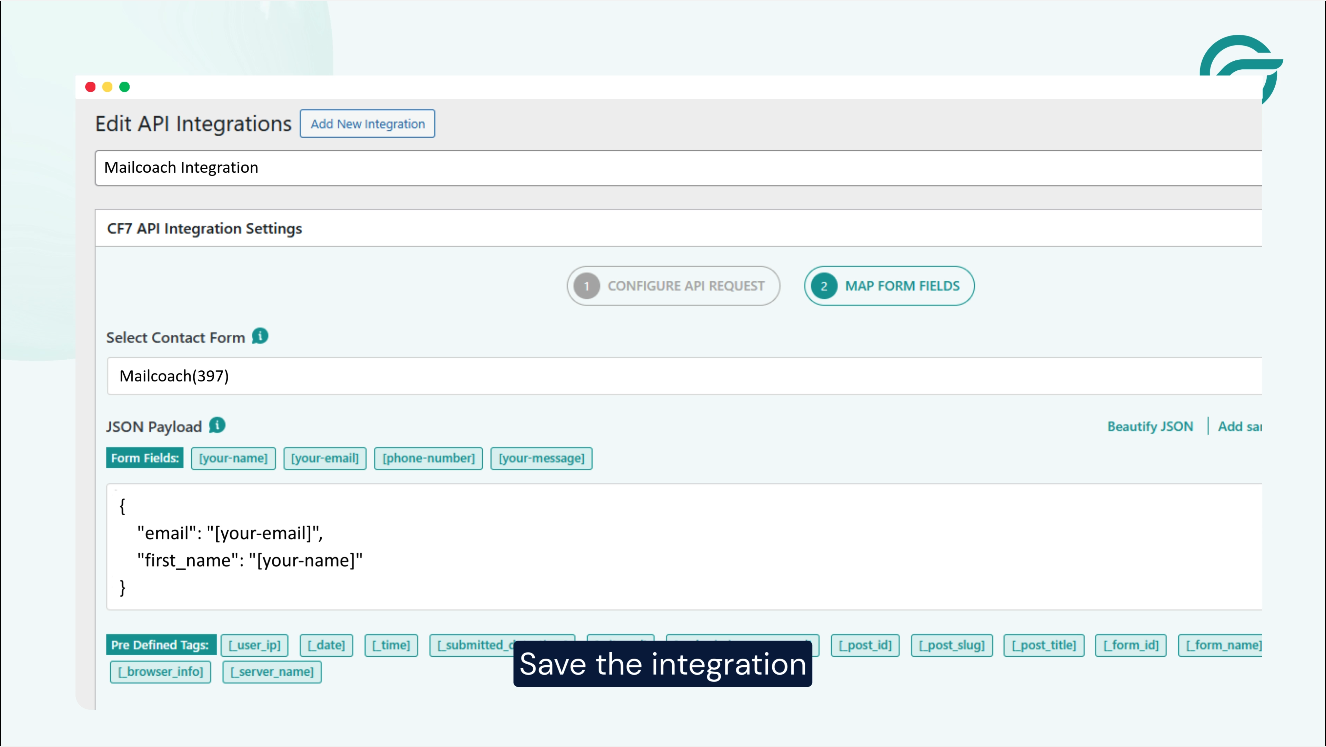 Save the Integration