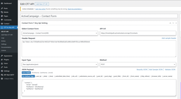 Open Contact Form 7 Settings
