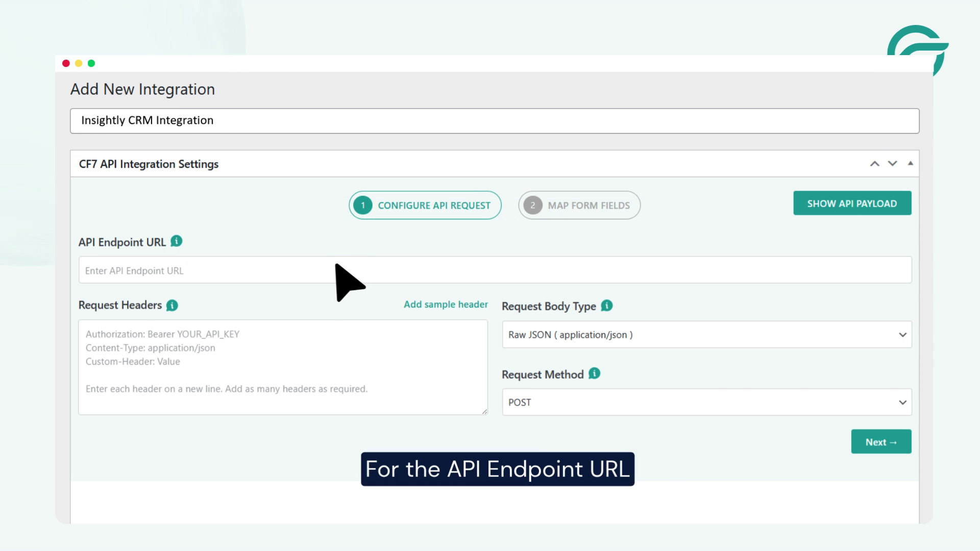 Add new integration title Example Insightly CRM Integration