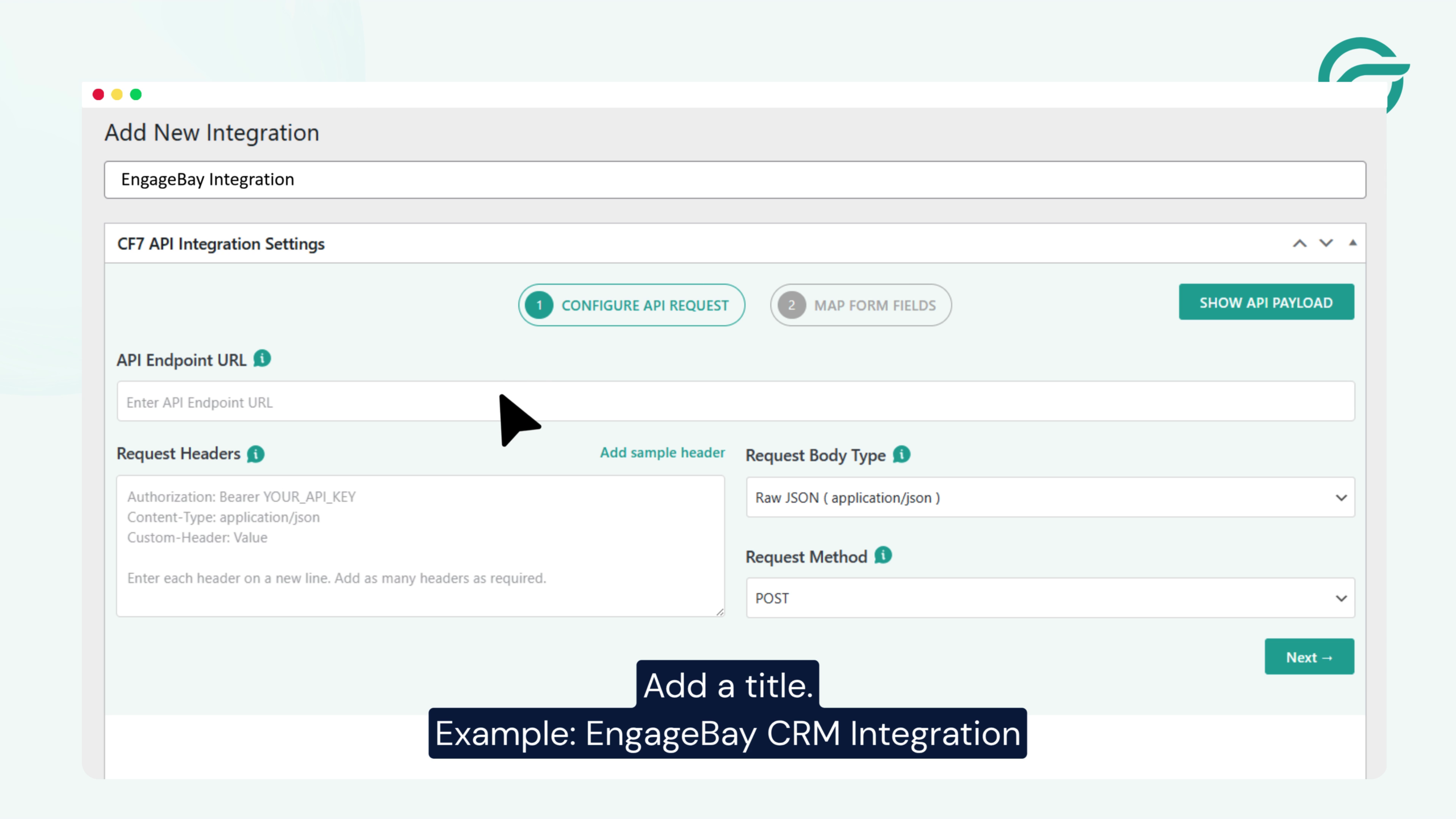 Add new integration title Example - EngageBay Integration