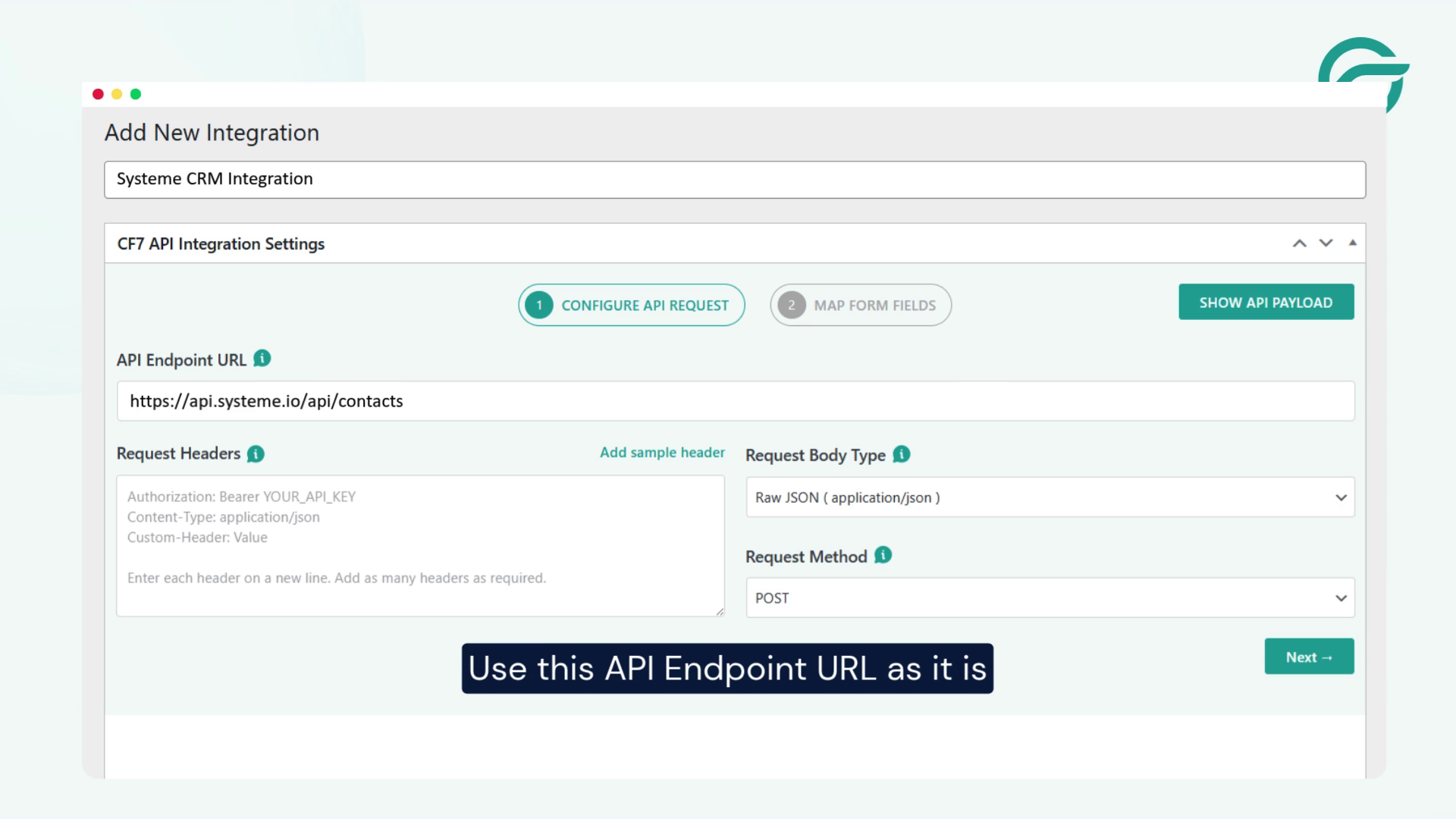 Go back to WordPress. API Endpoint URL Paste the copied URL
