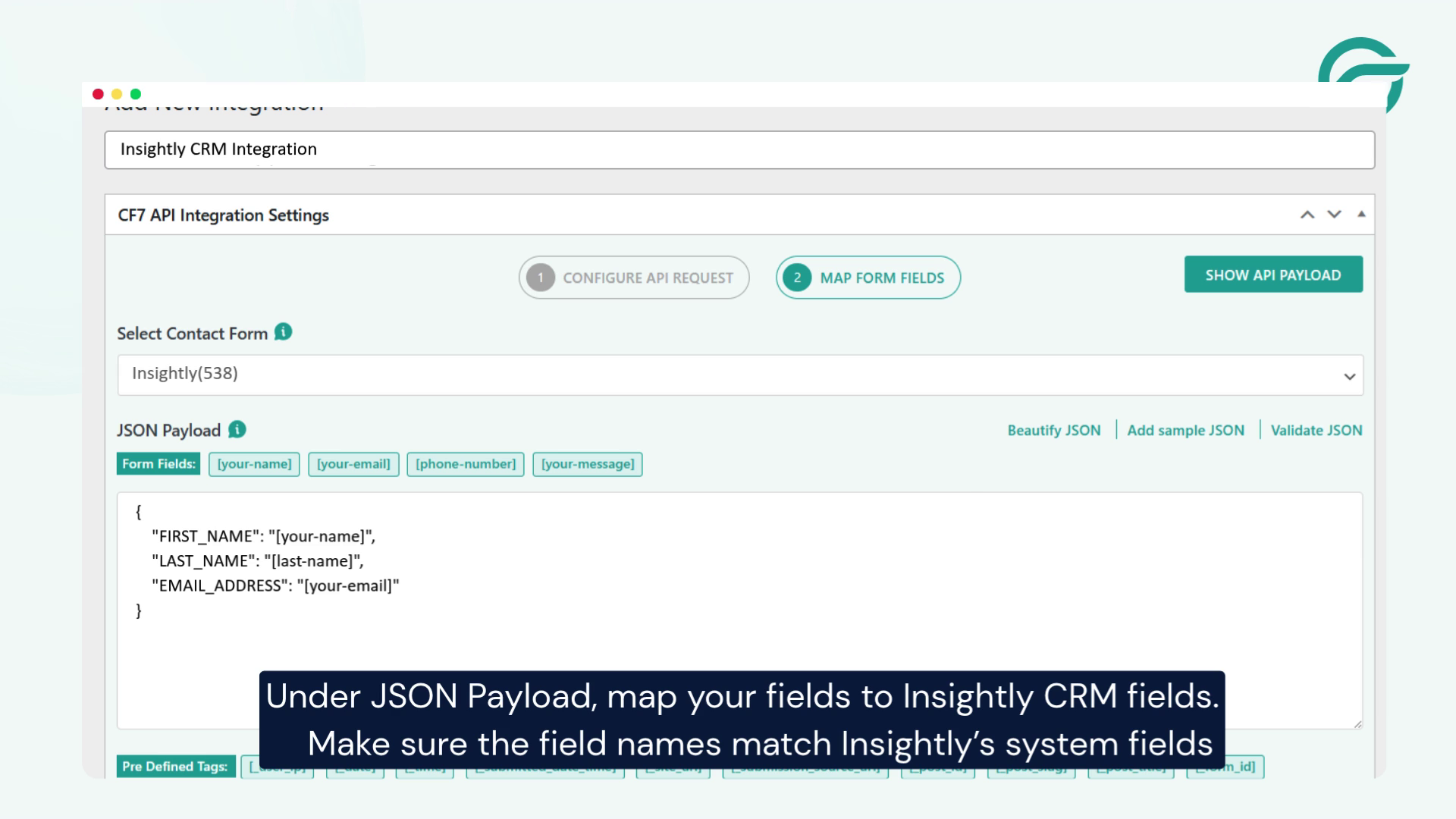 Map Contact Form Fields to Insightly Fields