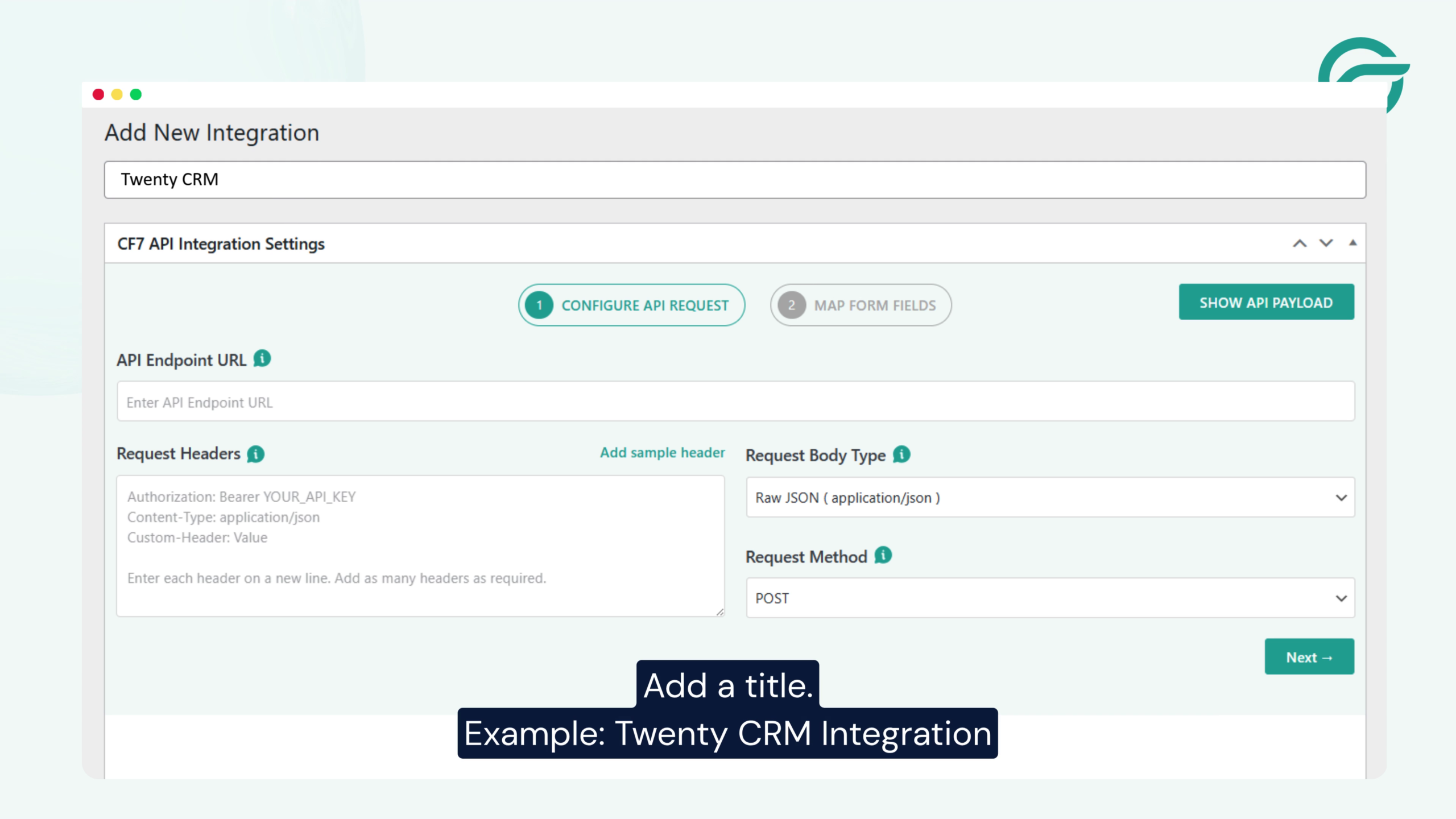 add title of integration
