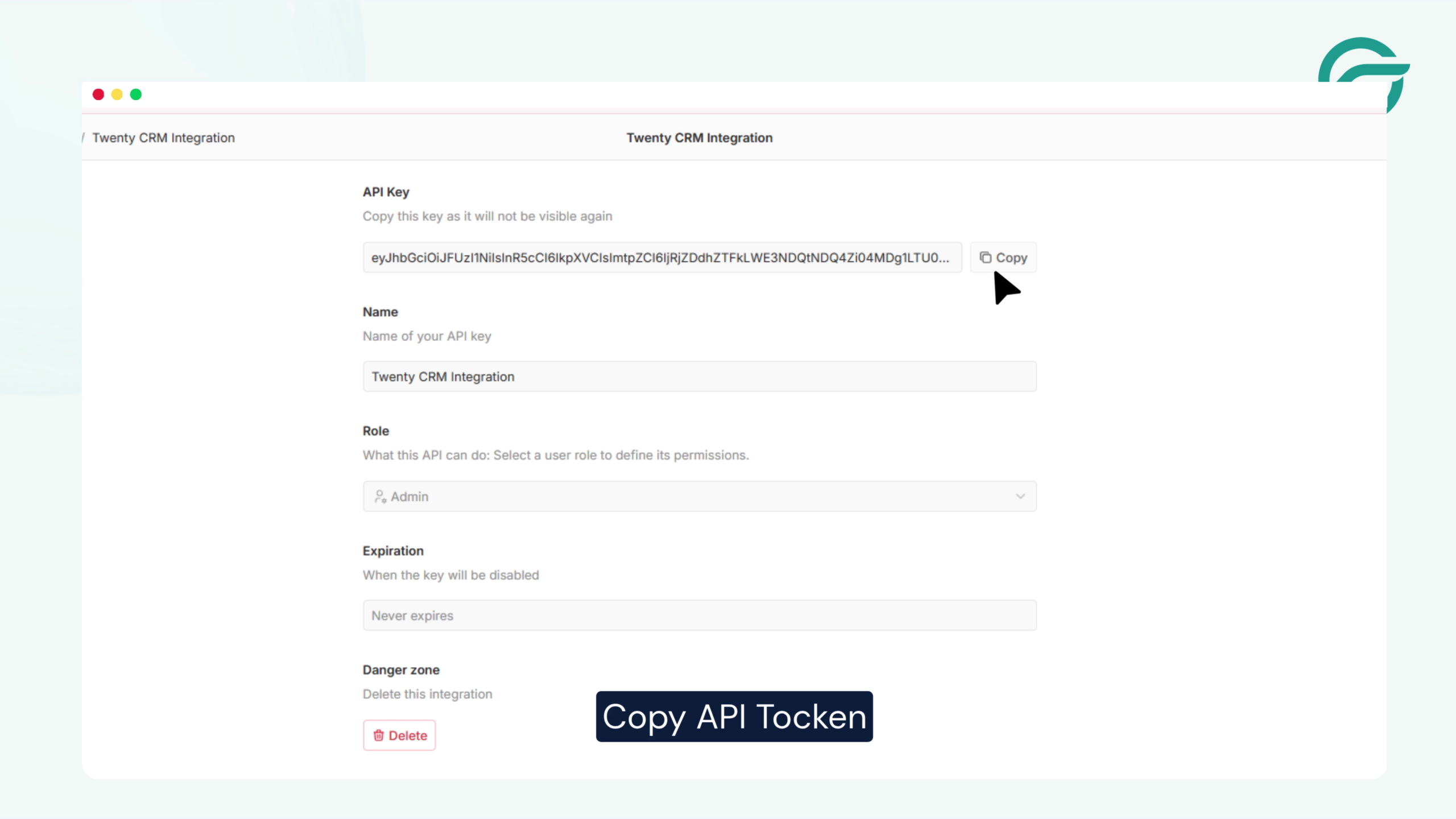 copy api token