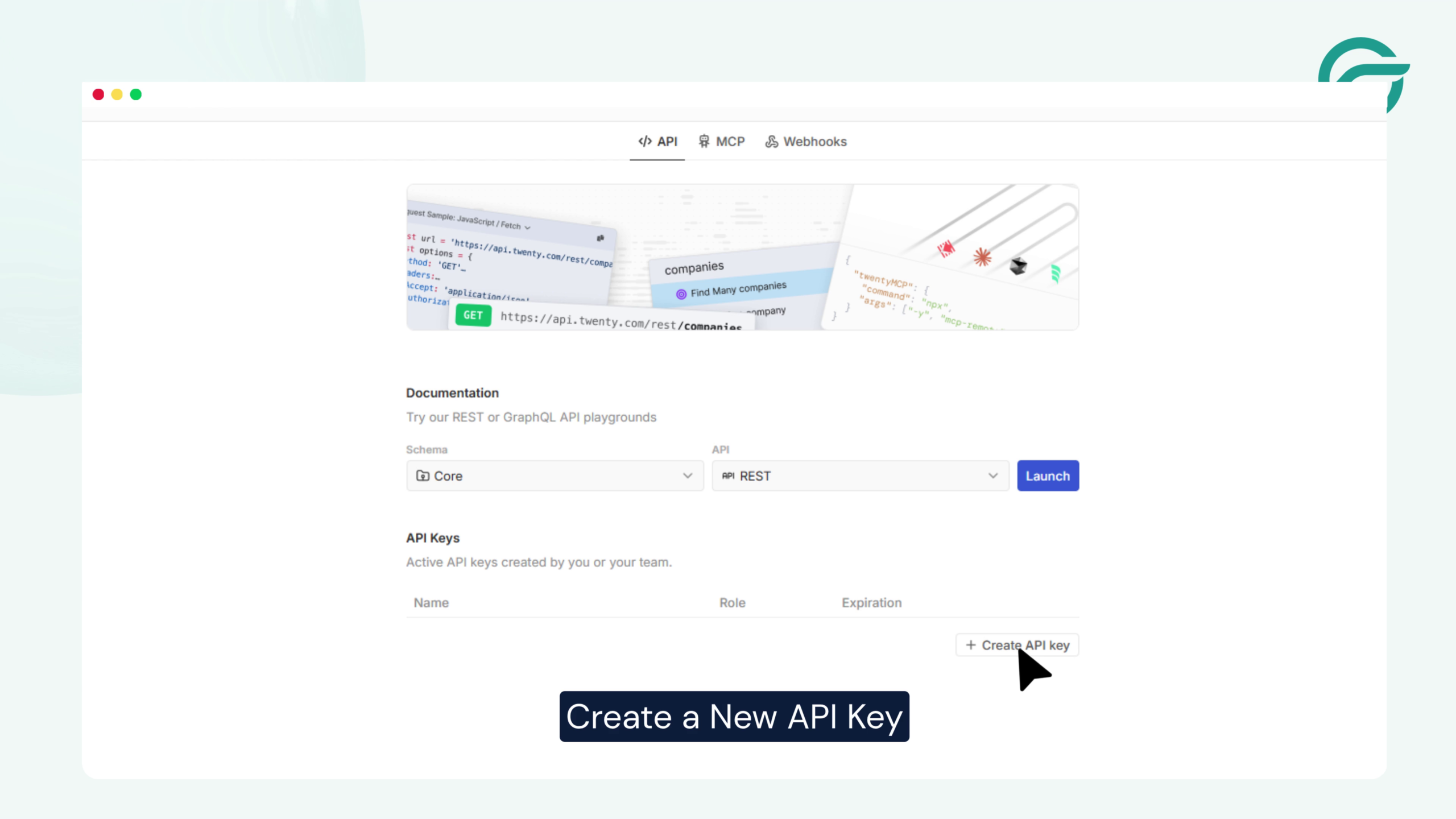 create new api key
