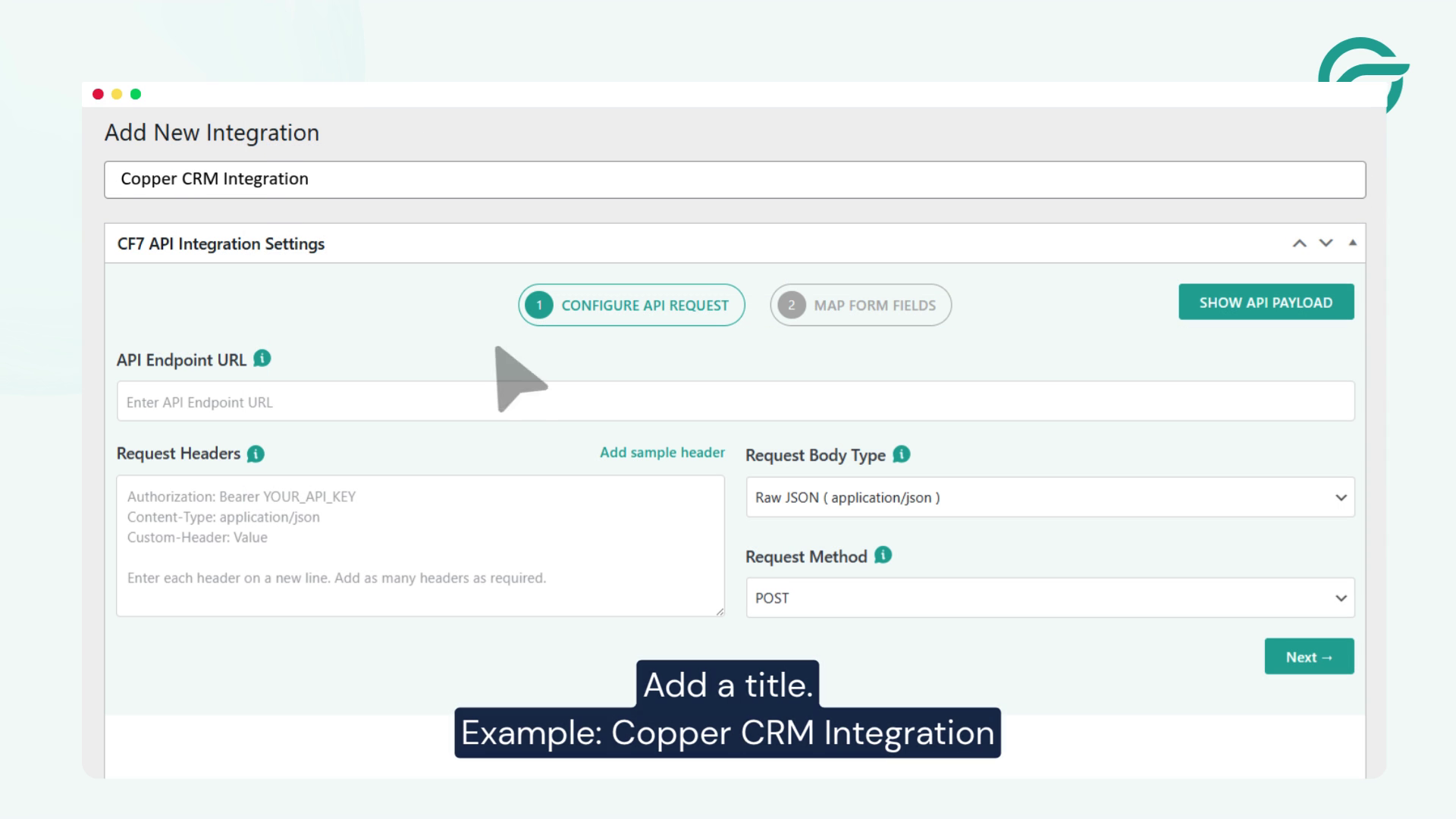 Add new integration title Example - Copper CRM Integration